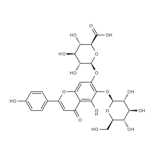 6-Hydroxyapigenin 6-O-β-D-glucoside-7-O-β-D-glucuronide 化学结构 CAS号：1146045-40-0