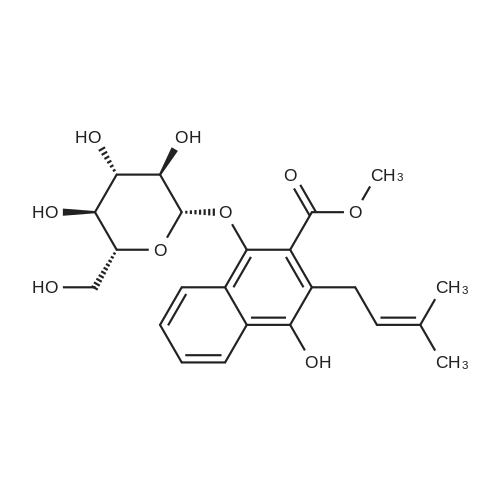 1,4-Dihydroxy-2-carbomethoxy-3-prenylnaphthalene-1-O-β-D-glucopyranoside 化学结构 CAS号：1415729-43-9