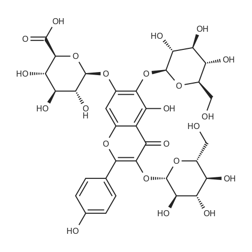 6-hydroxyl kaempherol-3,6-O-diglucosyl-7-O-Glucuronic acid 化学结构 CAS号：307950-53-4