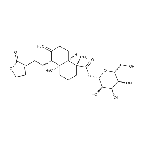 19-[(β-D-Glucopyranosyl)oxy]-19-oxo-ent-labda-8(17),13-dien-16,15-olide 化学结构 CAS号：919120-78-8