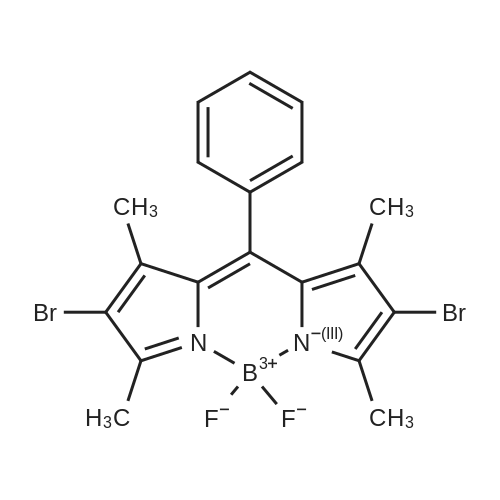 8-Phenyl-2,6-dibromo-1,3,5,7-tetramethyl BODIPY 化学结构 CAS号：910823-84-6