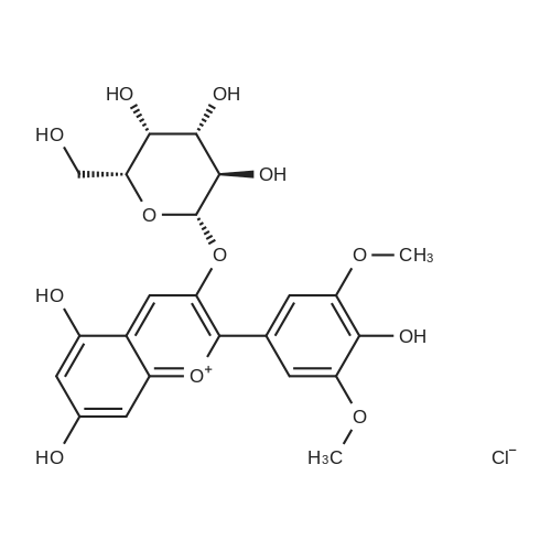 Malvidin-3-galactoside chloride 化学结构 CAS号：30113-37-2