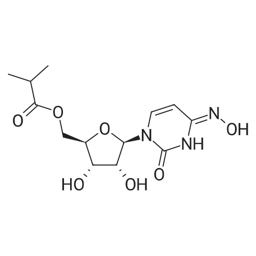 ((2R,3S,4R,5R)-3,4-Dihydroxy-5-(4-(hydroxyimino)-2-oxo-3,4-dihydropyrimidin-1(2H)-yl)tetrahydrofuran-2-yl)methyl isobutyrate 化学结构 CAS号：2635324-86-4