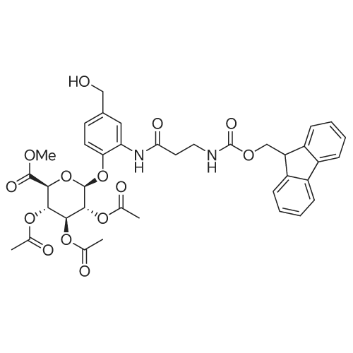 Me-triacetyl-β-D-glucopyranuronate-Ph-CH2OH-Fmoc 化学结构 CAS号：894096-02-7