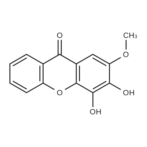 3,4-Dihydroxy-2-methoxyxanthone 化学结构 CAS号：6702-55-2