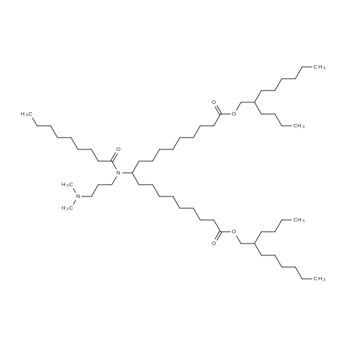 1,19-Bis(2-butyloctyl) 10-[[3-(dimethylamino)propyl](1-oxononyl)amino]nonadecanedioate 化学结构 CAS号：2036272-50-9