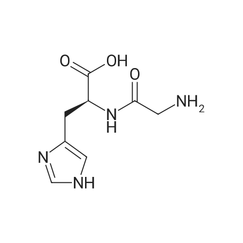 (S)-2-(2-Aminoacetamido)-3-(1H-imidazol-4-yl)propanoic acid/甘氨酸-组氨酸 化学结构 CAS号：2489-13-6