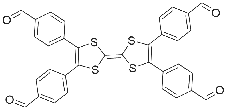4,4',4'',4'''-([2,2'-Bi(1,3-dithiolylidene)]-4,4',5,5'-tetrayl)tetrabenzaldehyde 化学结构 CAS号：1639134-02-3
